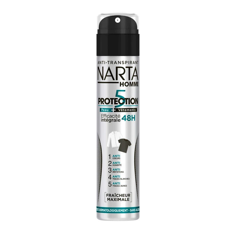 Déodorant MEN 5 Protection 48h 200ml - NARTA
