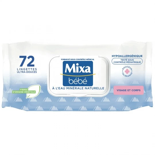Ultra-fresh wipes with natural mineral water x72 - MIXA