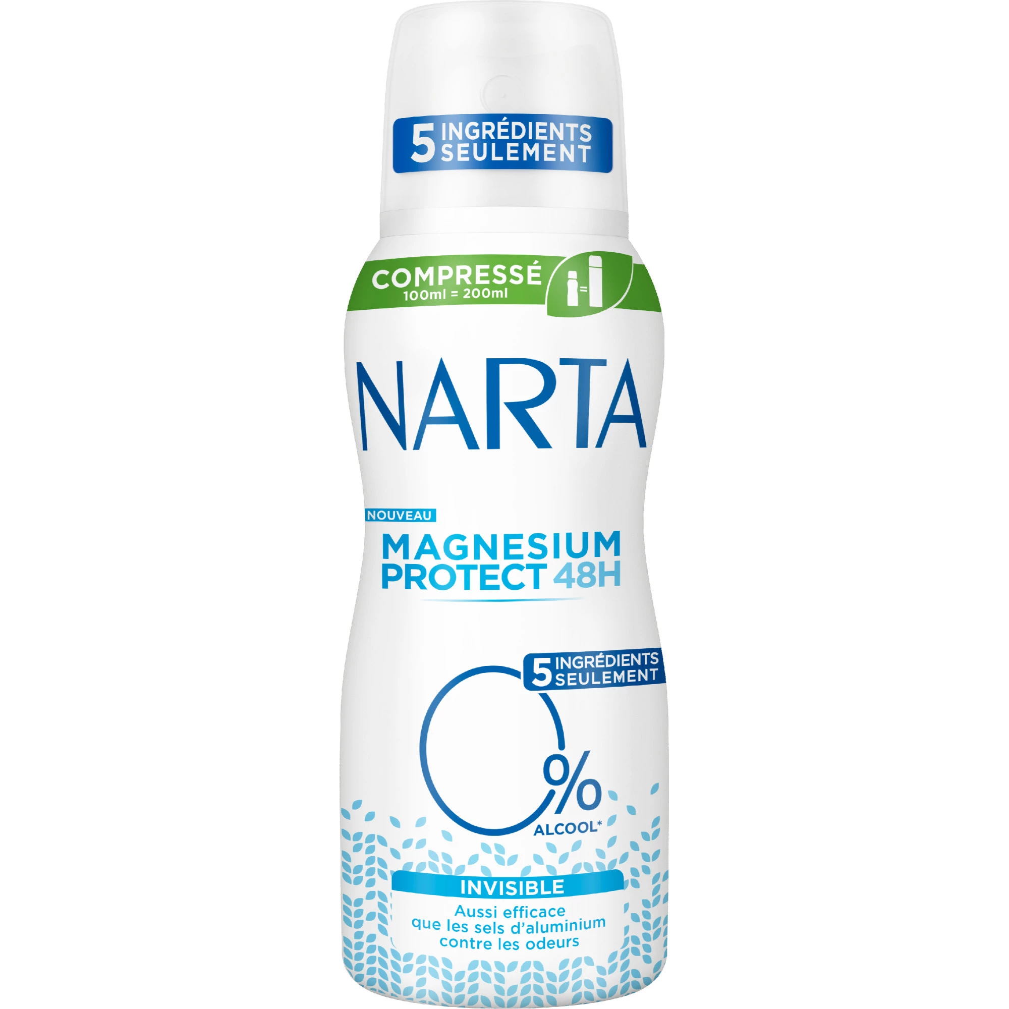 Magnesium protect invisible compressed deodorant 100ml - NARTA