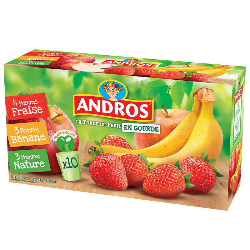 Grossiste Compote en gourde multifruits 10x90g ANDROS