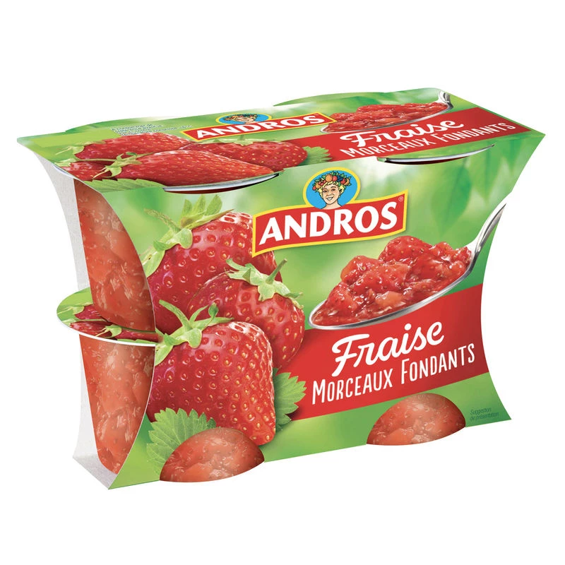 Compota de fresas en trozos 4x100g - ANDROS
