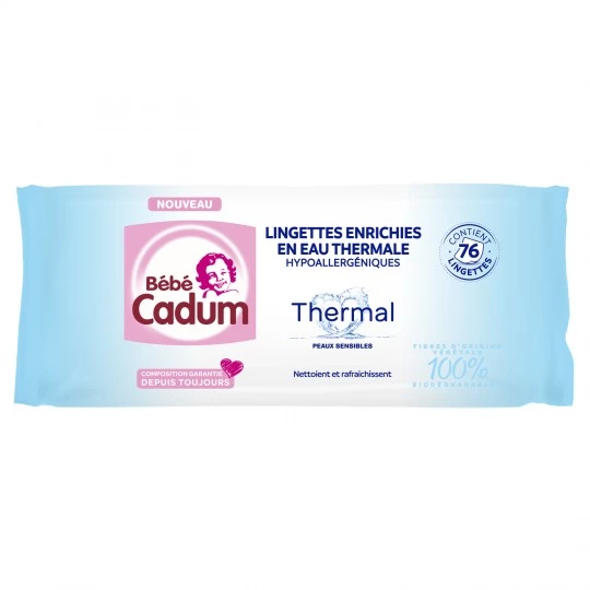 Wipes enriched with thermal water x76 - CADUM