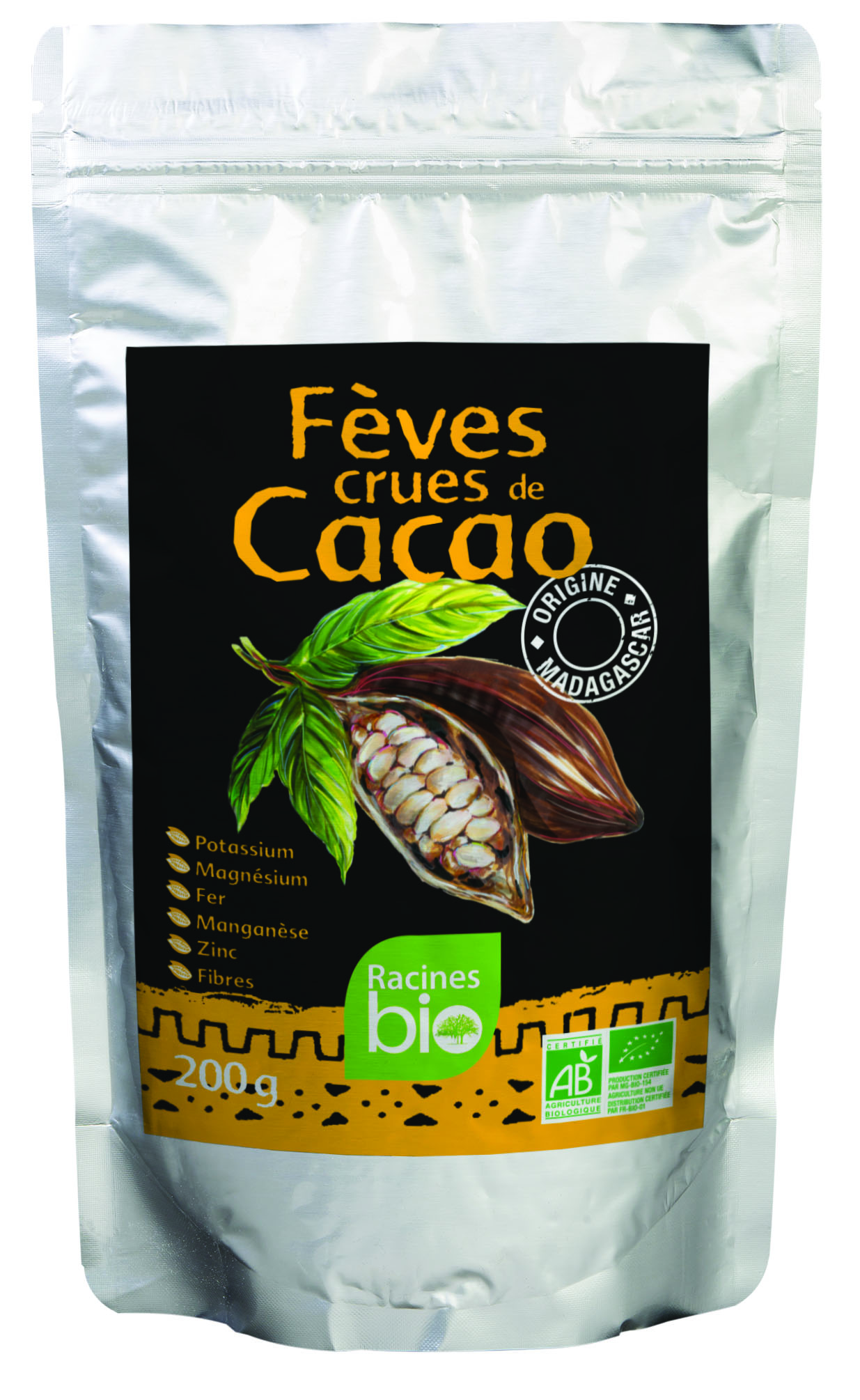 Rauwe Cacaobonen (20 X 200 G) - Racines Bio