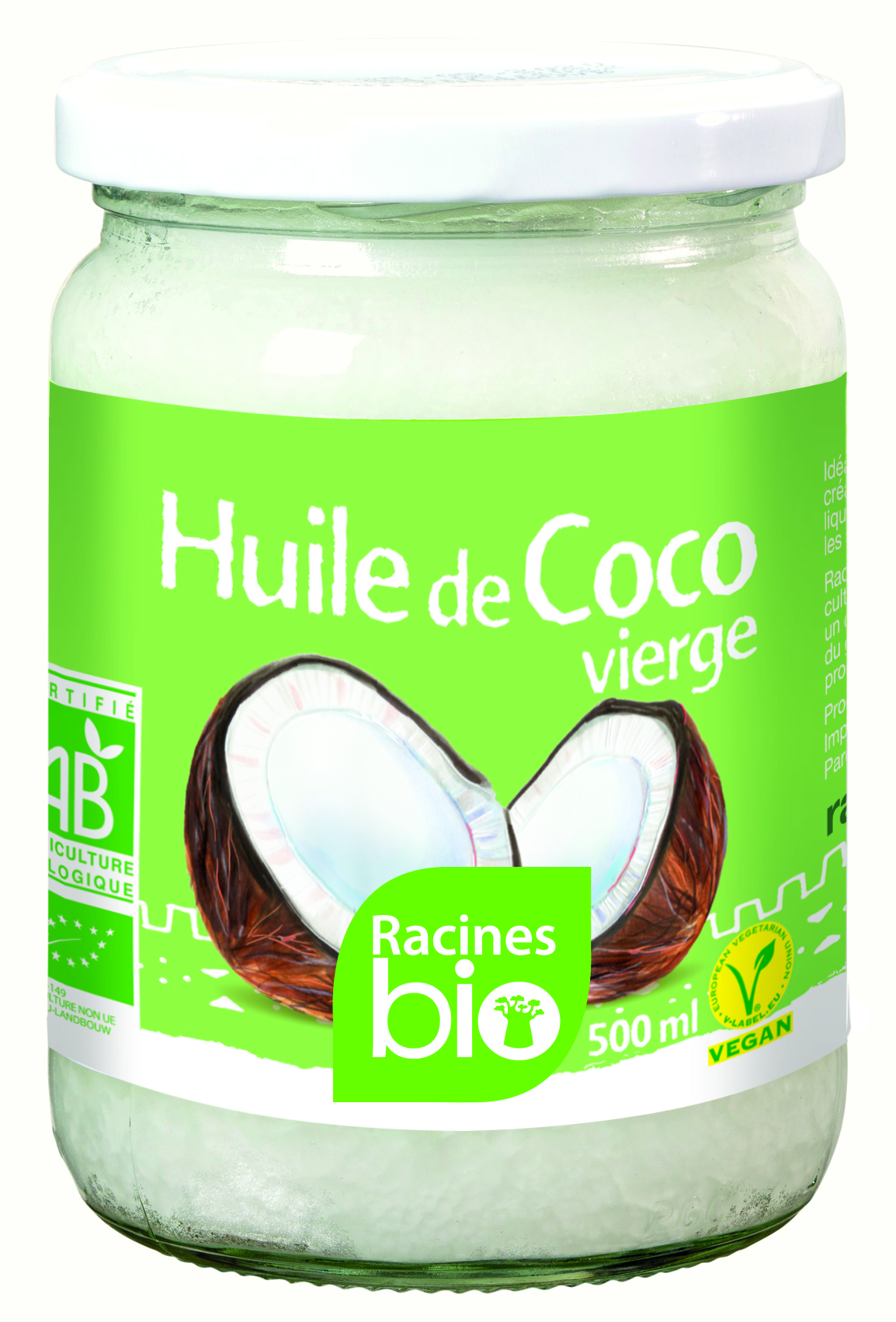 Кокосовое масло первого отжима (12 х 500 мл) - Racines Bio