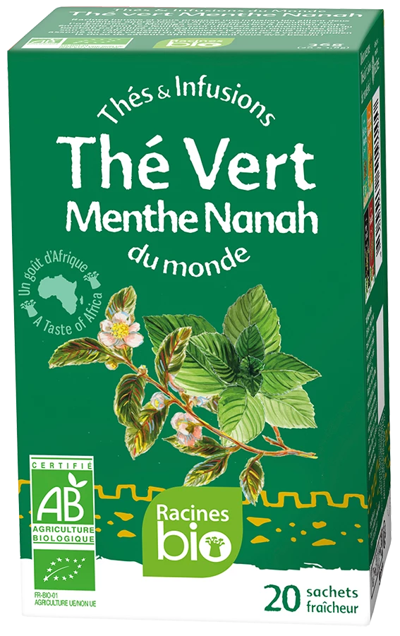 Thé Vert Menthe (12 X 20 Sách X 18 G) - Racines Bio