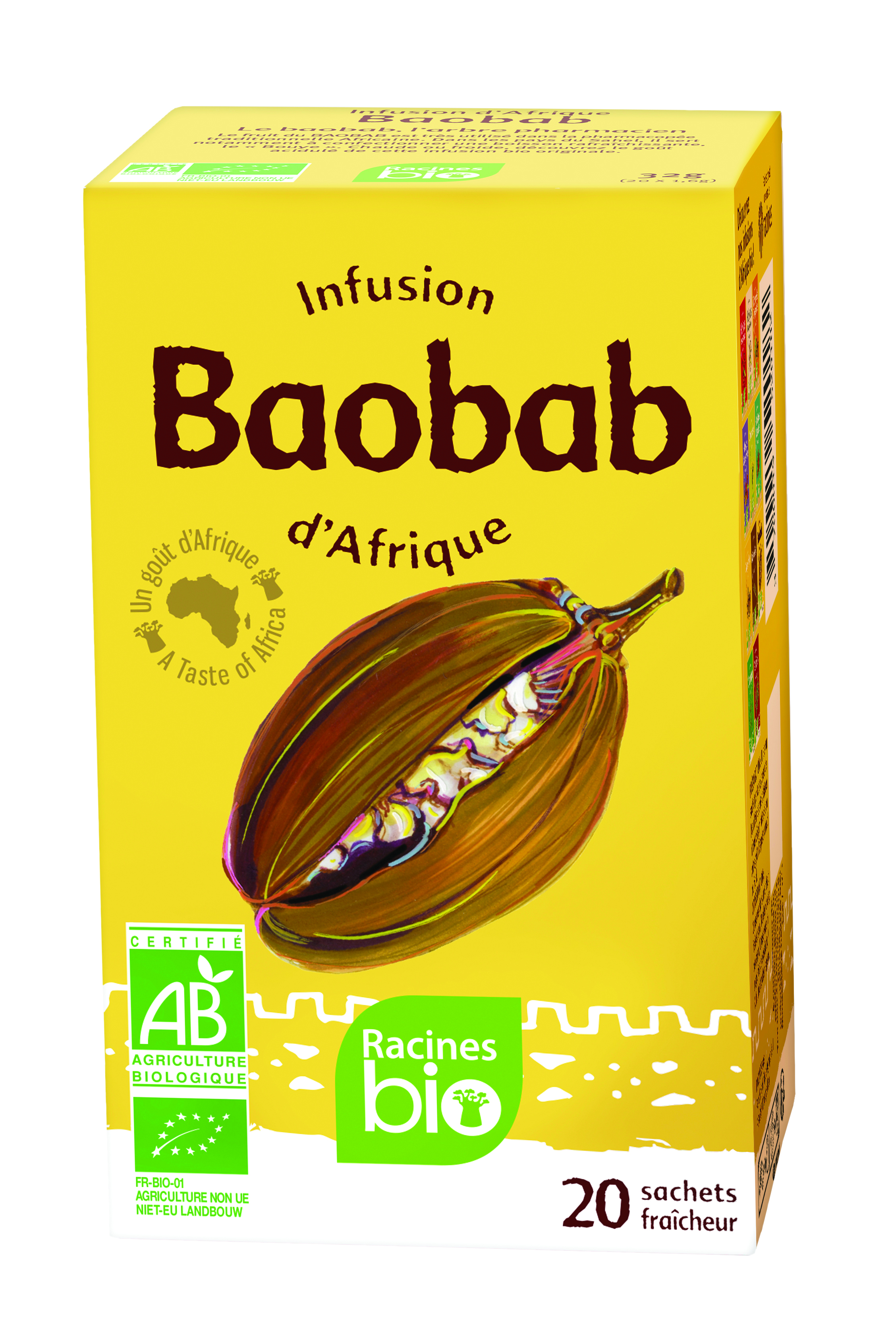 Infusão D'afrique Baobá (12 X 20 Sach X 16 G) - Racines Bio