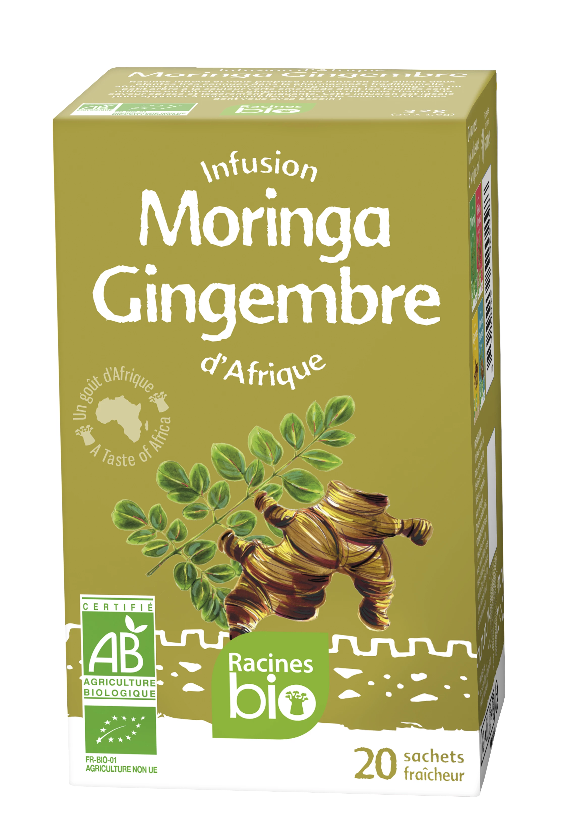 African Infusion Ginger Moringa (12x20sx16 G) (1 - Racines Bio