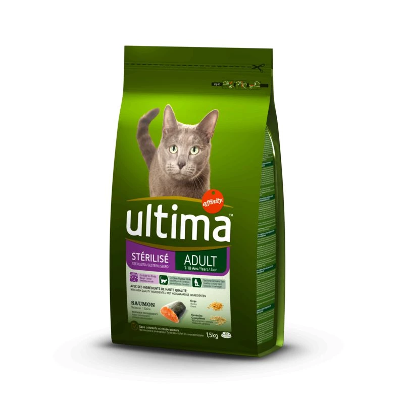 Croquettes for sterilized cats with salmon 1.5kg - ULTIMA