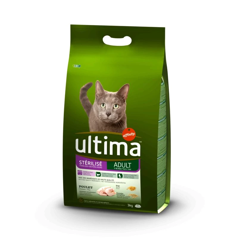 Thức ăn khô cho mèo gà/lúa mạch 3kg - ULTIMA