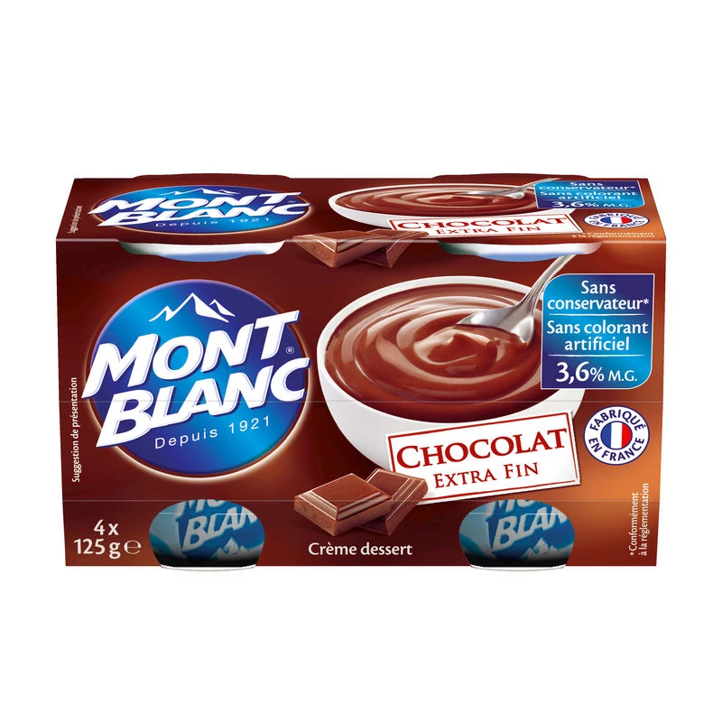 Chocolate dessert cream, 4x125g - MONT BLANC