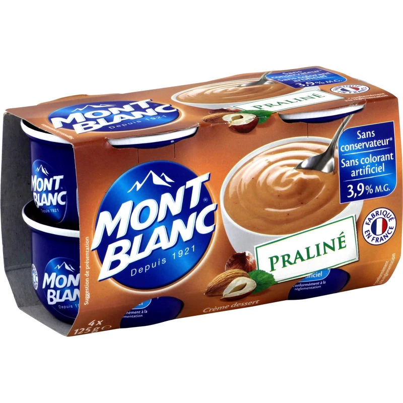 Praline dessert cream, 4x125g - MONT BLANC