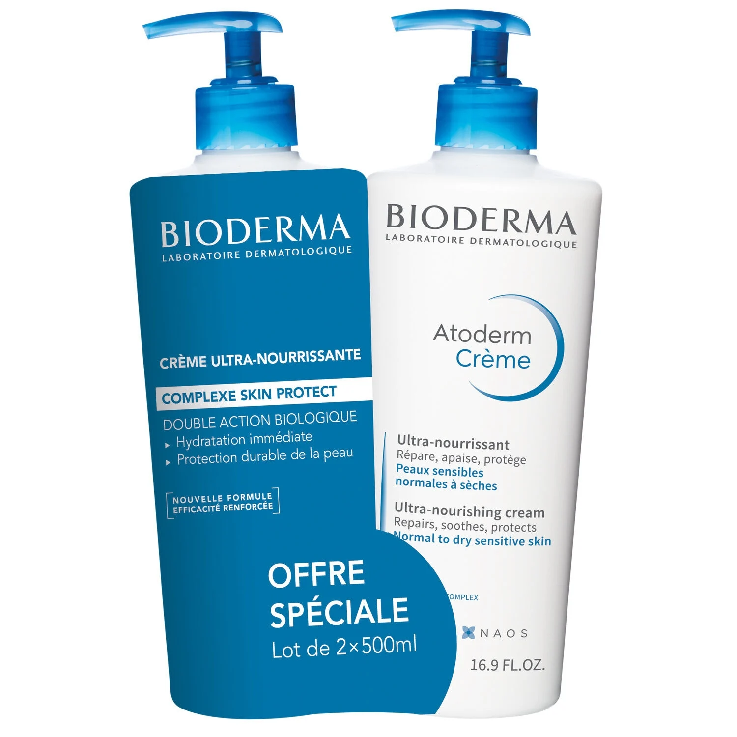 Kem dưỡng thể siêu dưỡng dành cho da thường đến khô Atoderm Cream 2x500ml - Bioderma