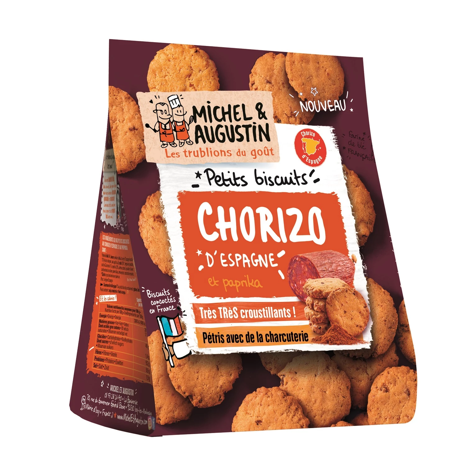 Small Chorizo ​​and Paprika Biscuits, 90g - MICHEL ET AUGUSTIN