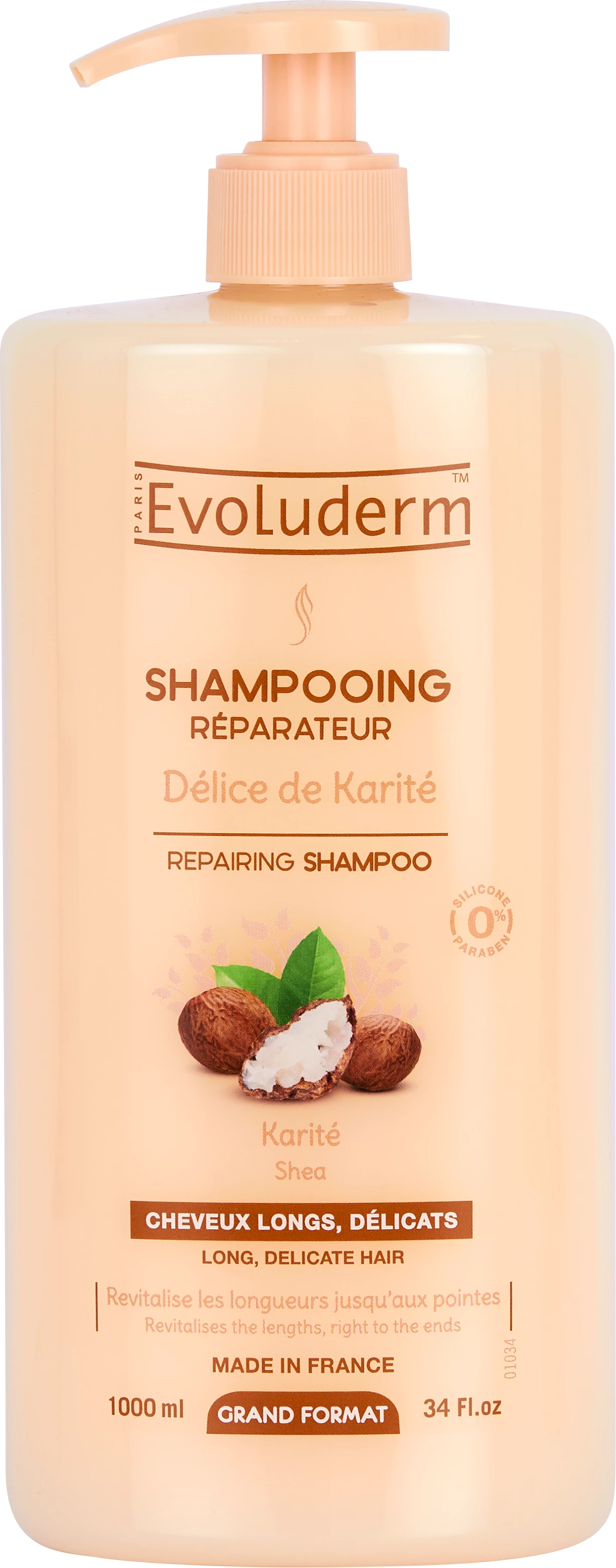 Shampoo Reparador Karité Délice, 1L - EVOLUDERM