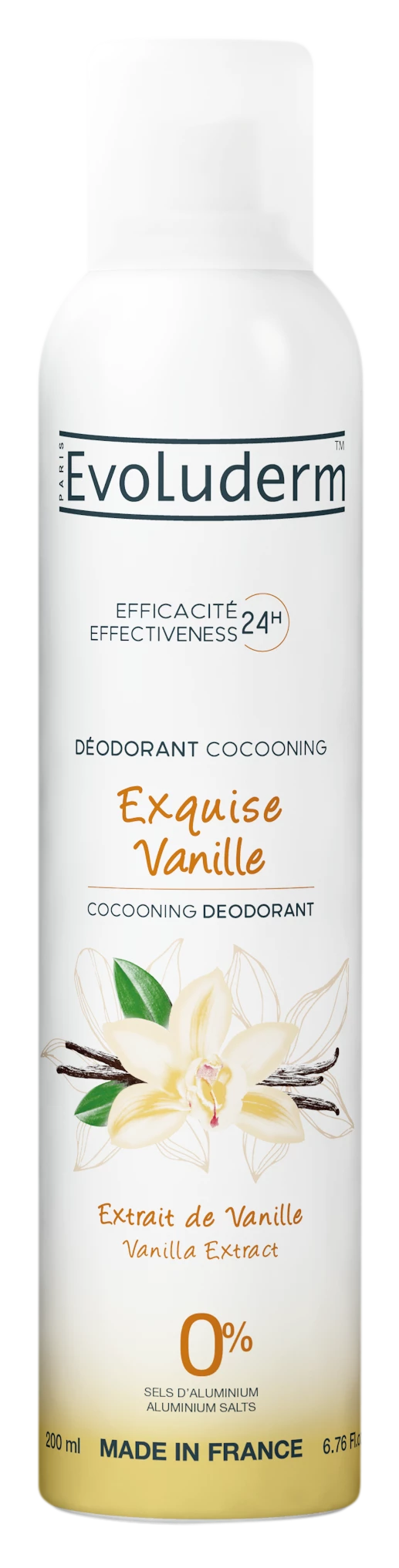 Exquisites Vanille-Deodorant, Vanilleextrakt, 200 ml - EVOLUDERM