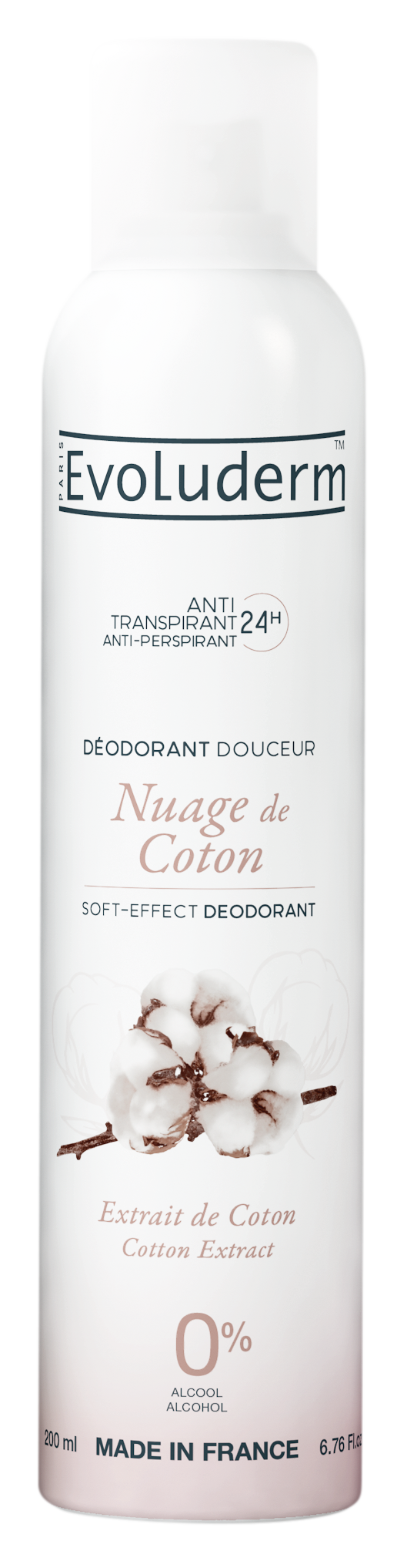 Déodorant Douceur Anti-Transpirant Nuage de Coton evoluderm 200ml