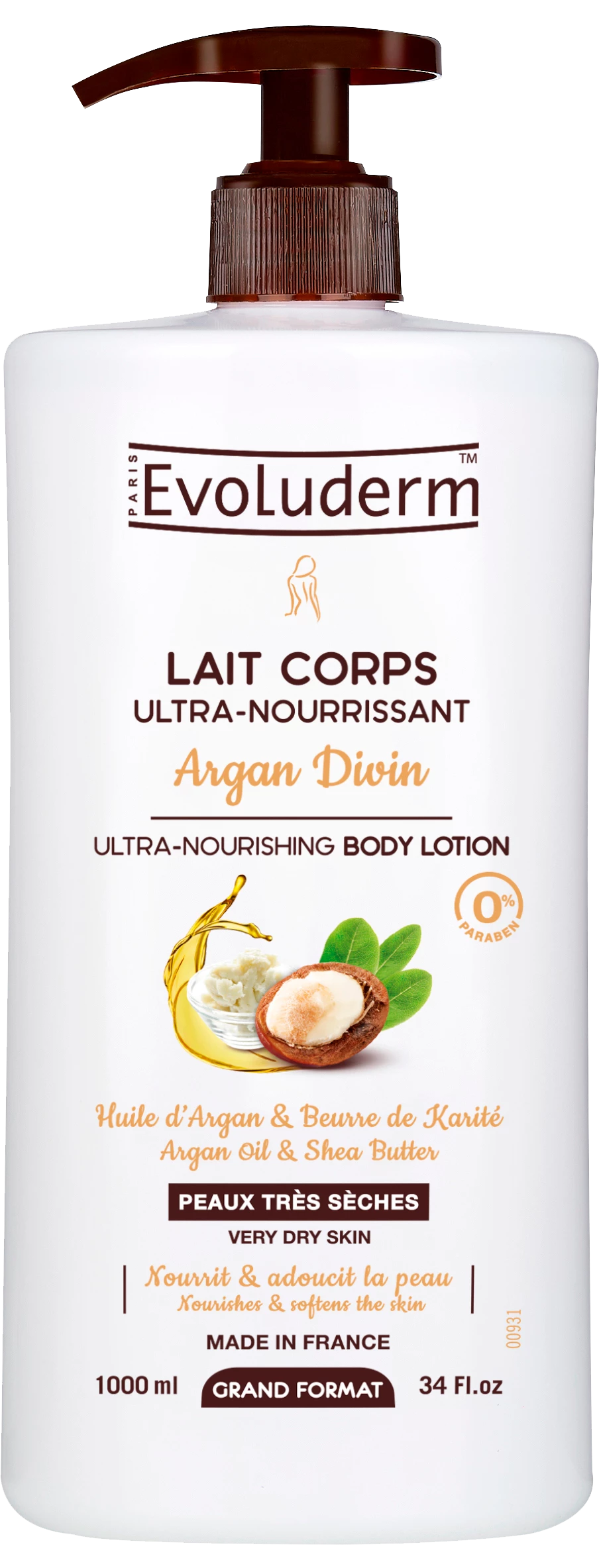 Divine Argan Body Milk, 1L - EVOLUDERM