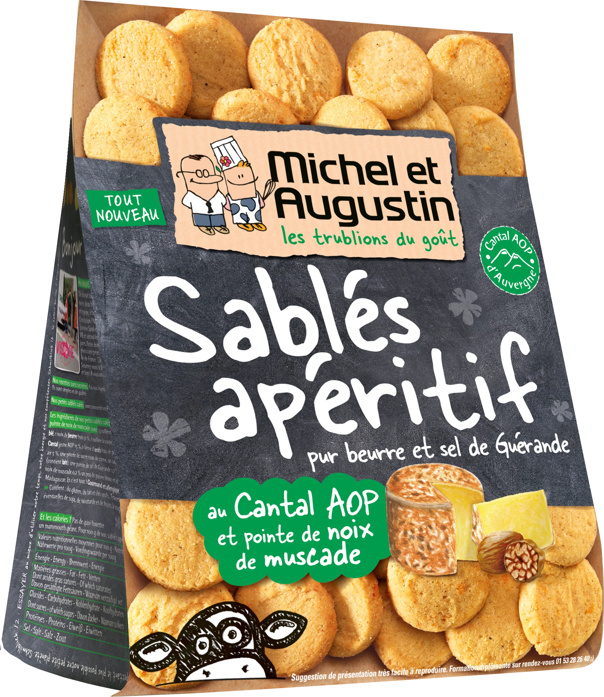 Biscuits Apéritifs Cantal et Noix de Muscade, 100g -  MICHEL ET AUGUSTIN