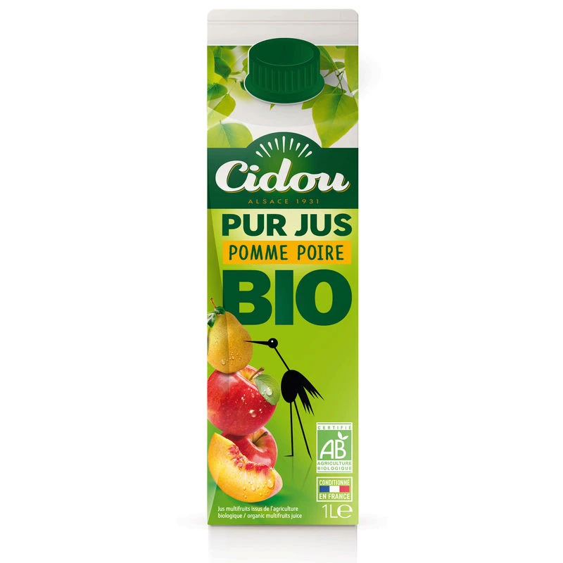 純粋な有機リンゴ/梨ジュース 1L - CIDOU