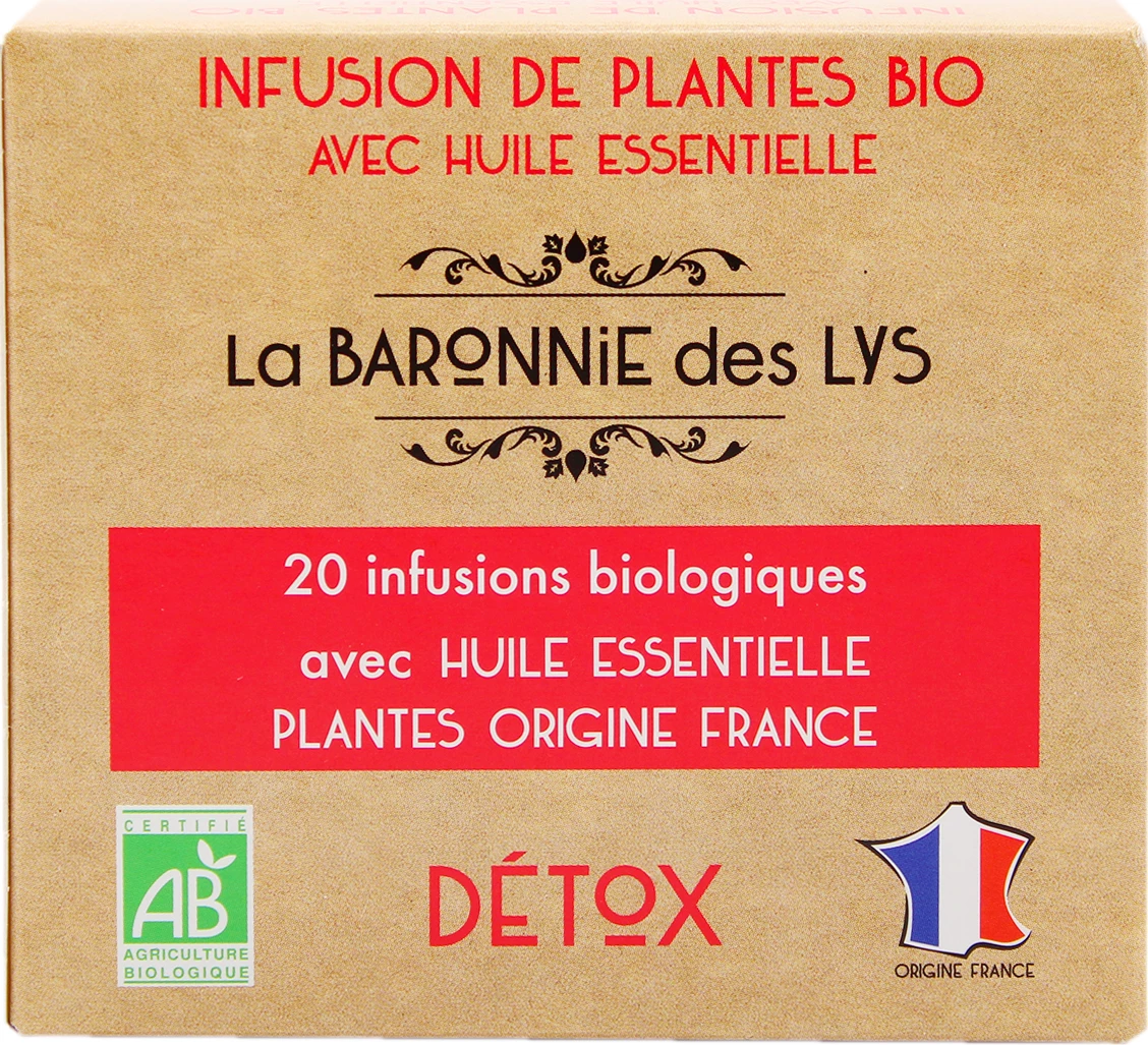 Infusion aux Huiles Essentielles Detox, x20, 30g - LA BARONNIE DES LYS