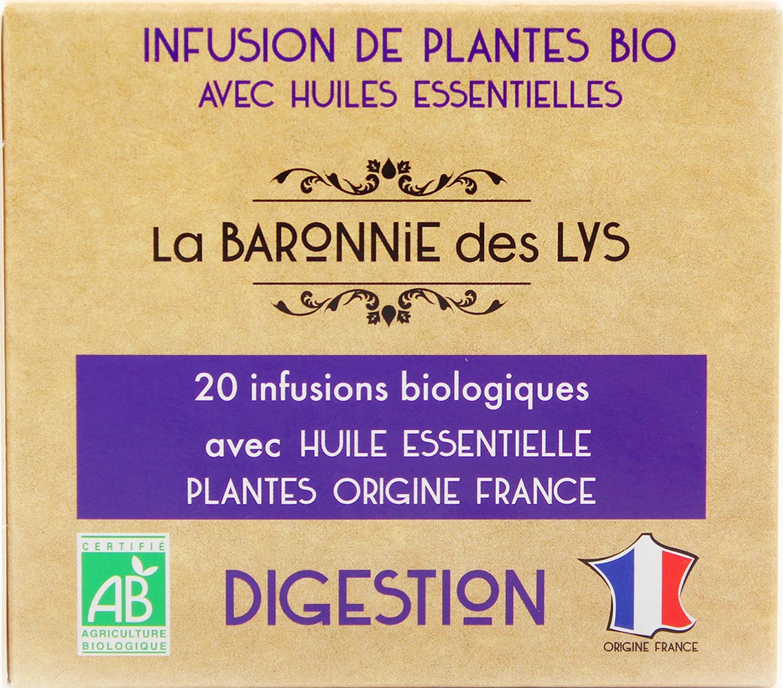 Infusion aux Huiles Essentielles Digestion, x20, 30g - LA BARONNIE DES LYS