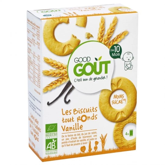 Biscotti per bambini biologici alla vaniglia da 10 mesi 80g - GOOD GOUT