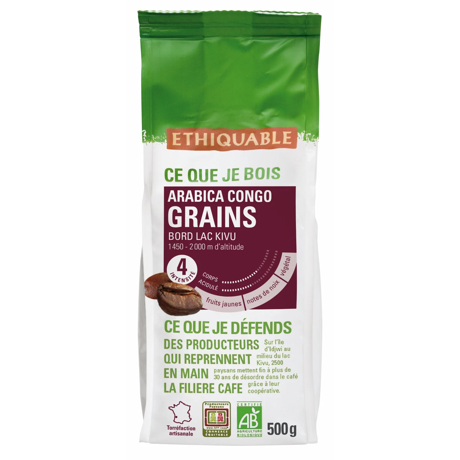 500g Cafe Grains Congo Bio