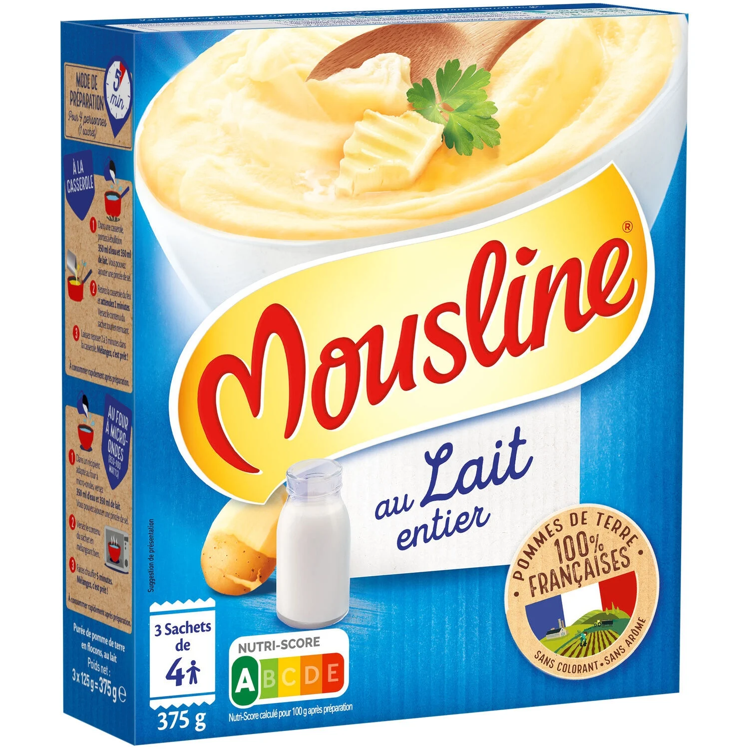 Mousline Puree với sữa nguyên chất, 3X125g - MAGGI