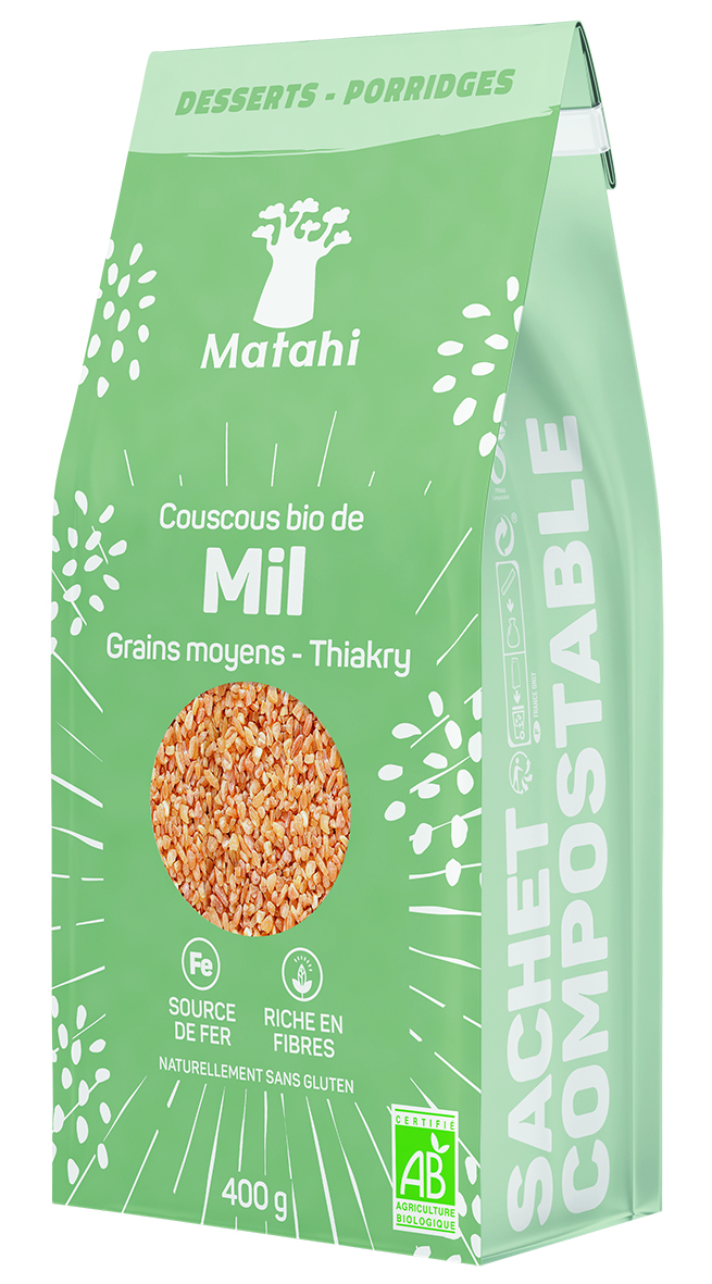 Couscous kê hạt vừa hữu cơ (6 X 400 G) - Matahi