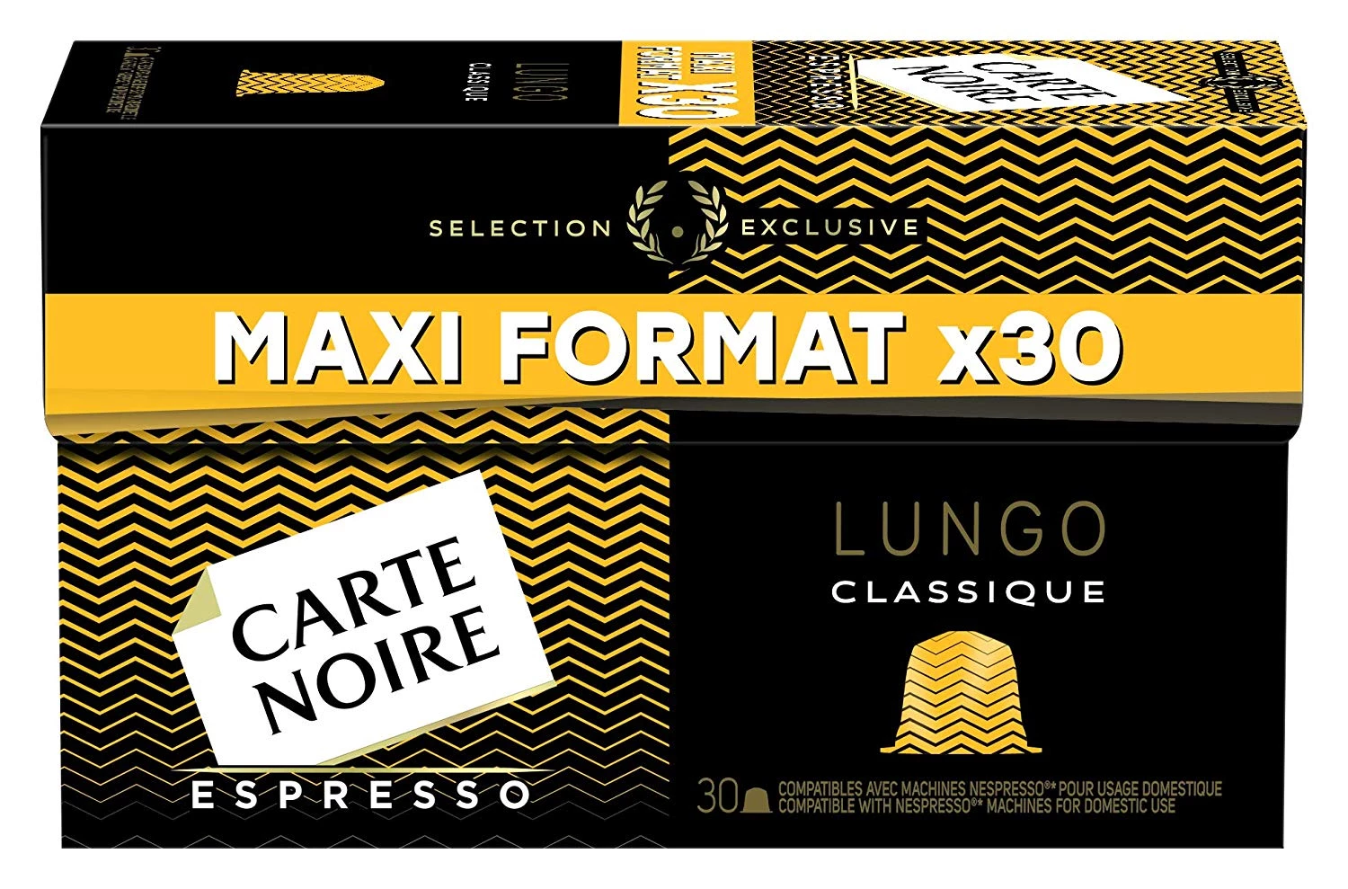 Café espresso lungo classique x30 capsules 168g - CARTE NOIRE