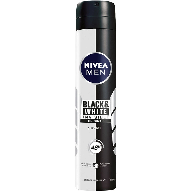 Déodorant Spray Homme Anti-transpirant Black & White 200ml -nivea