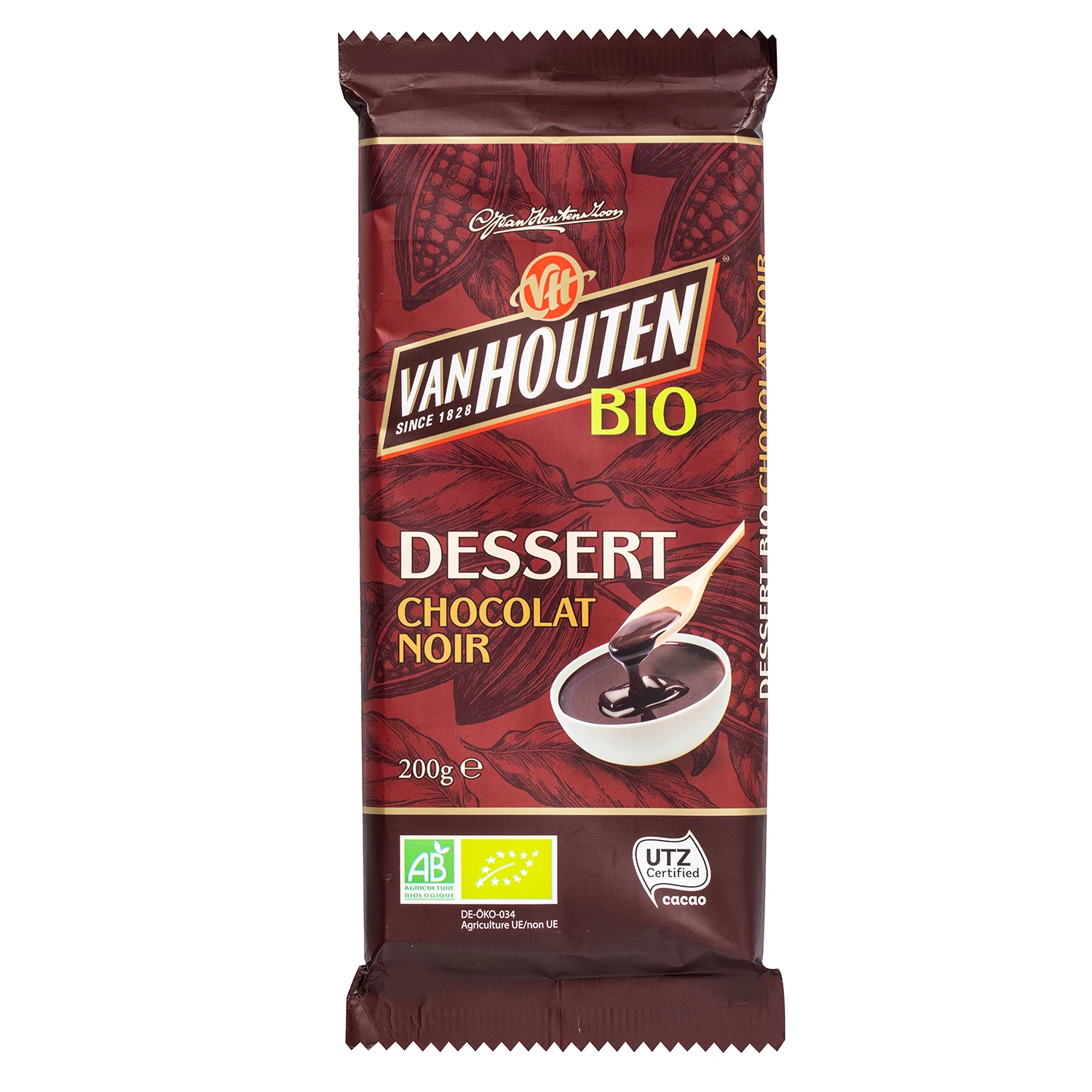 Tablette Chocolat Dessert Noir 60% 200g Bio Van Houten