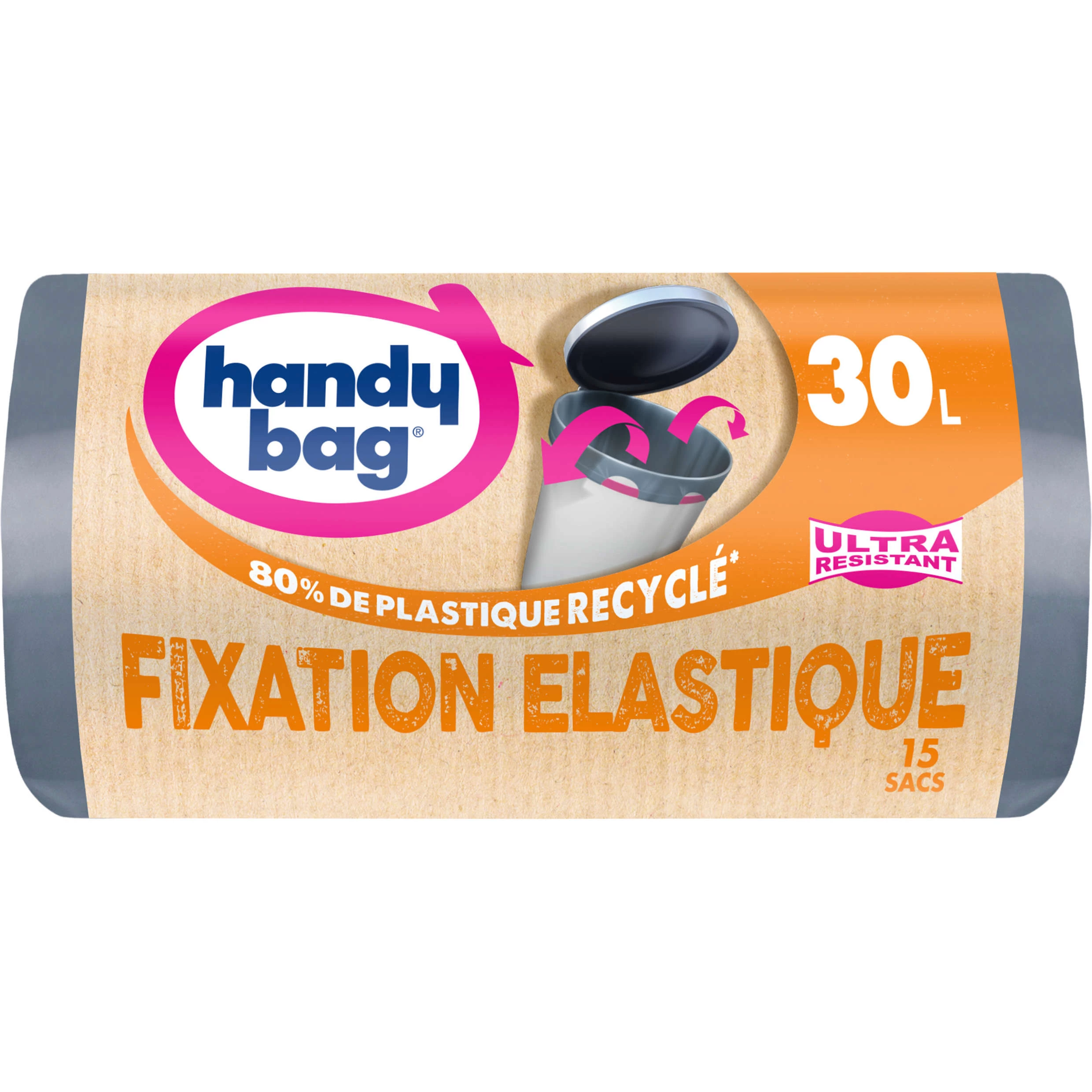 Sac poubelle ultra résistant fixation elastique X15 30L - HANDY BAG