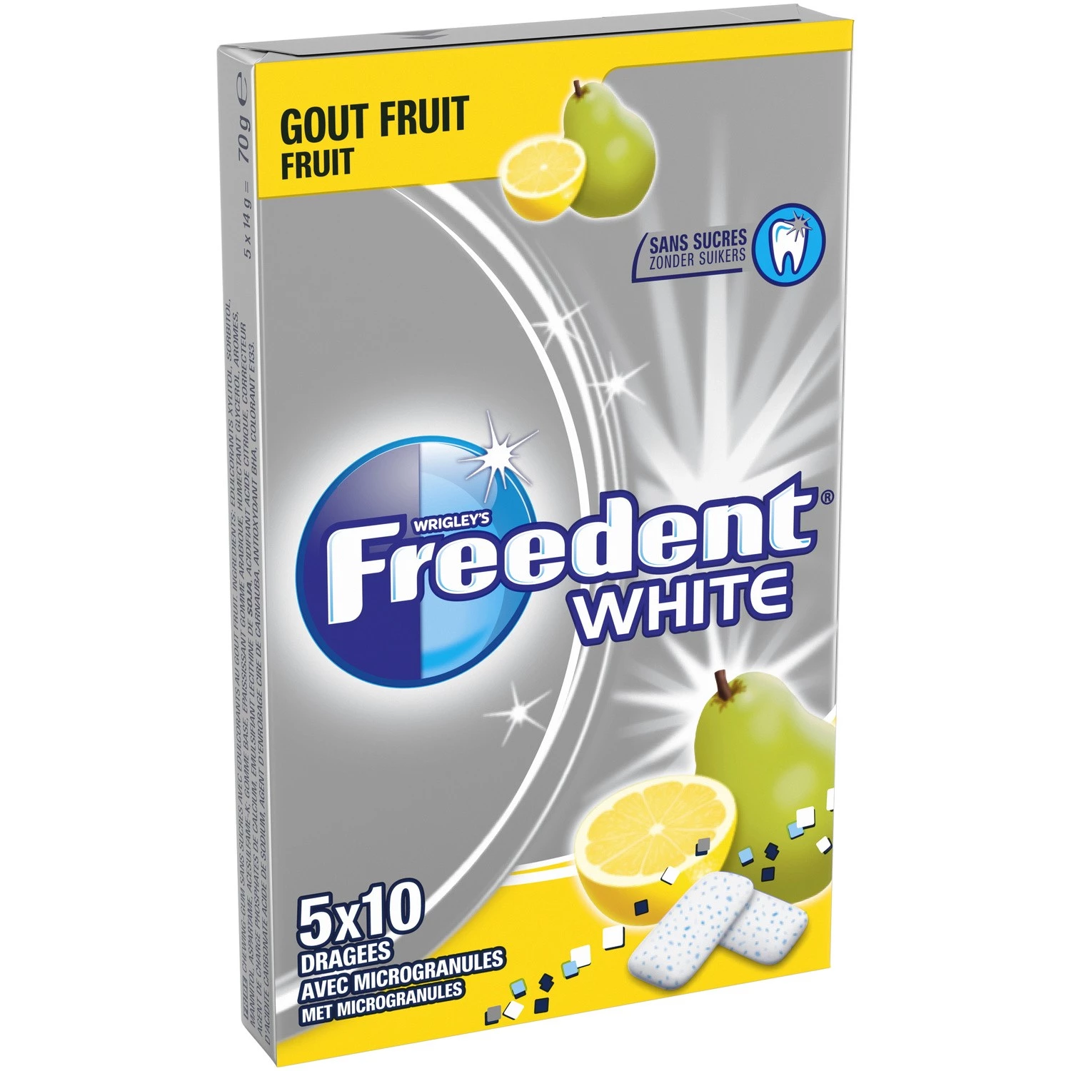Sugar-Free Chewing Gum Fruit Flavor White; 70g - FREEDENT