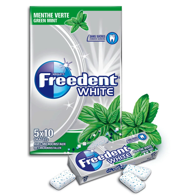 Kẹo cao su không đường Hương bạc hà trắng; 70g - FREEDENT