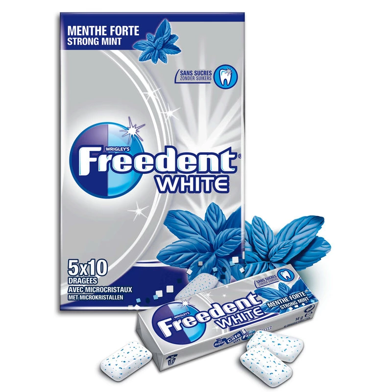 Sugar-Free Chewing Gum Strong Mint Flavor White; 70g - FREEDENT