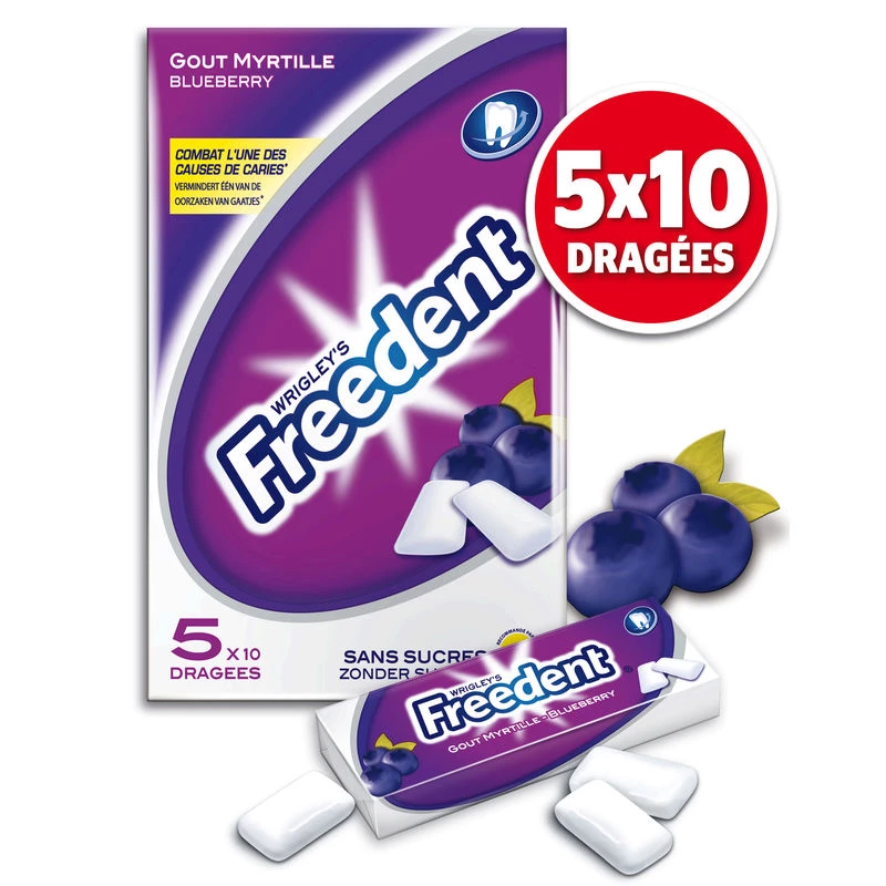 Chewing-gum Sans Sucres Goût Myrtille; 70g - FREEDENT