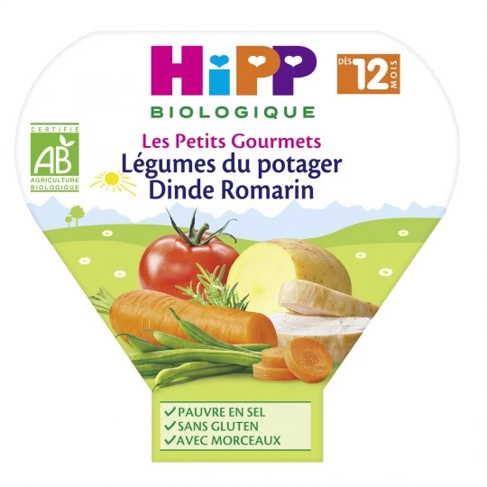 オーガニック ベビーディッシュ 野菜 七面鳥 ローズマリー 12ヵ月から 230g - HIPP