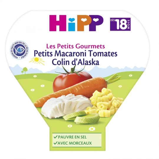 Plat bébé macaroni/ tomates/ colin dès 18 mois 260g - HIPP