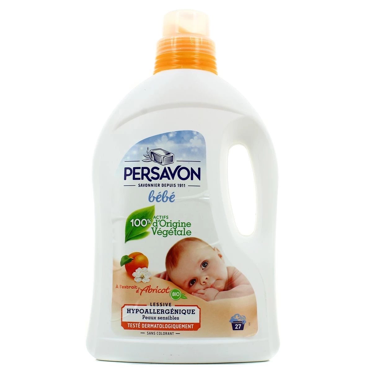 Lessive liquide bébé au lait d'abricot Bio 1,485l - PERSAVON