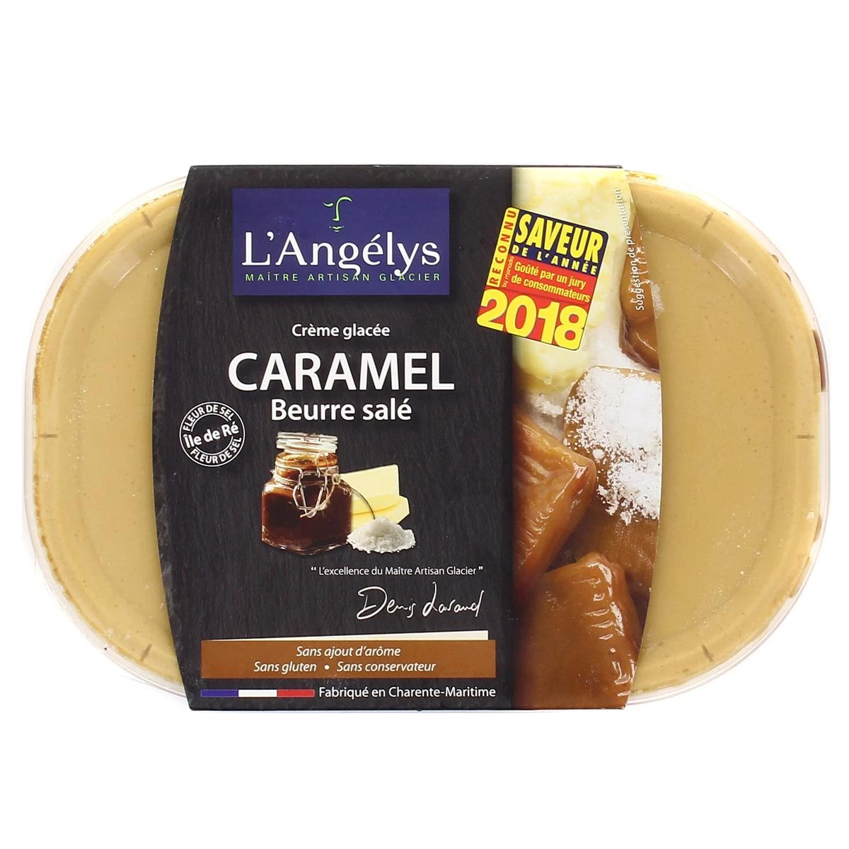 Crème glacé caramel beurre sale 450g - L'ANGÉLYS