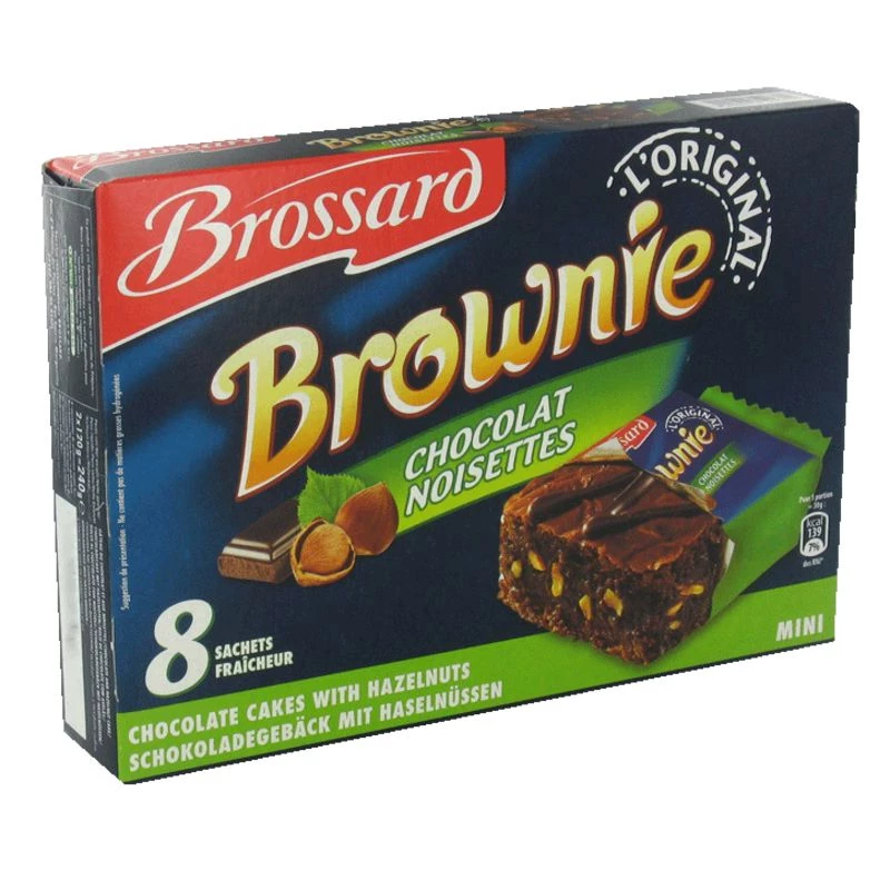 Mini chocolade/hazelnootbrownie x8 240g - BROSSARD