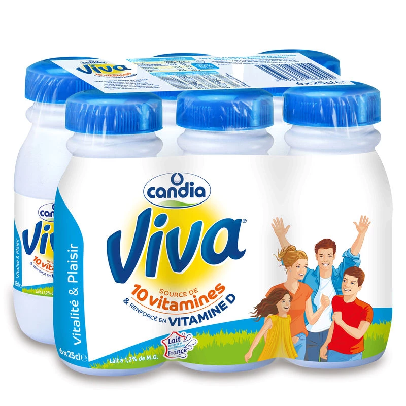 Viva semi-skimmed milk 6x25cl - CANDIA
