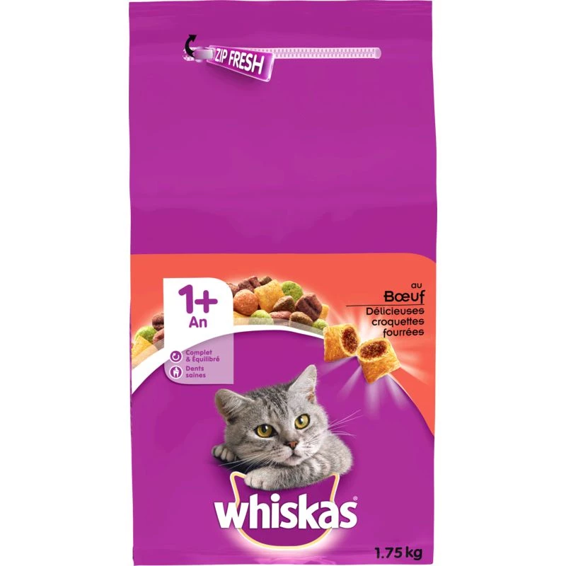 Dry food for adult cats with beef 1.75kg - WHISKAS
