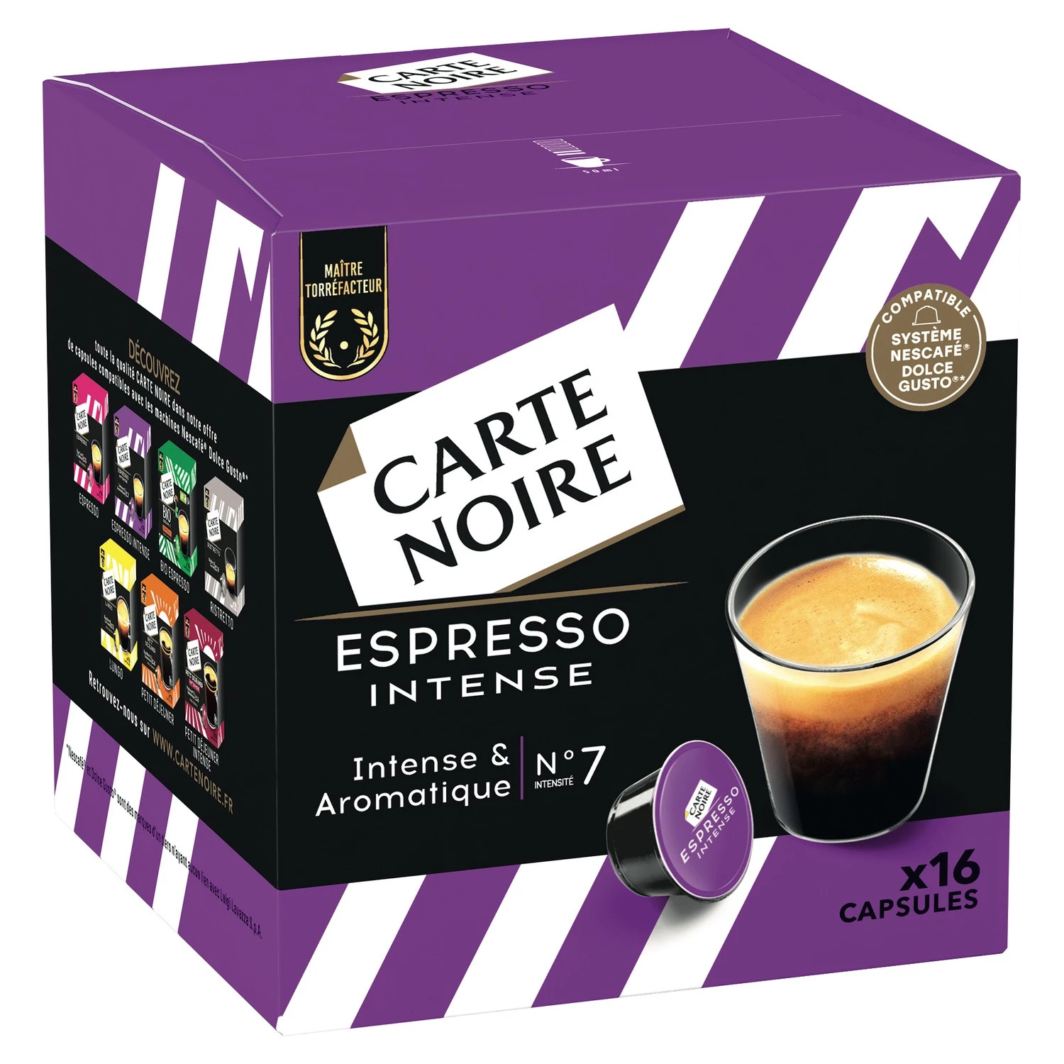 Café espresso intense n°7 x16 capsules 128g - CARTE NOIRE