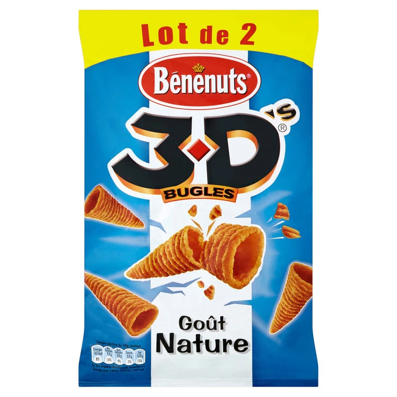 Chips 3D's Goût Nature, 2x85g - BENENUTS