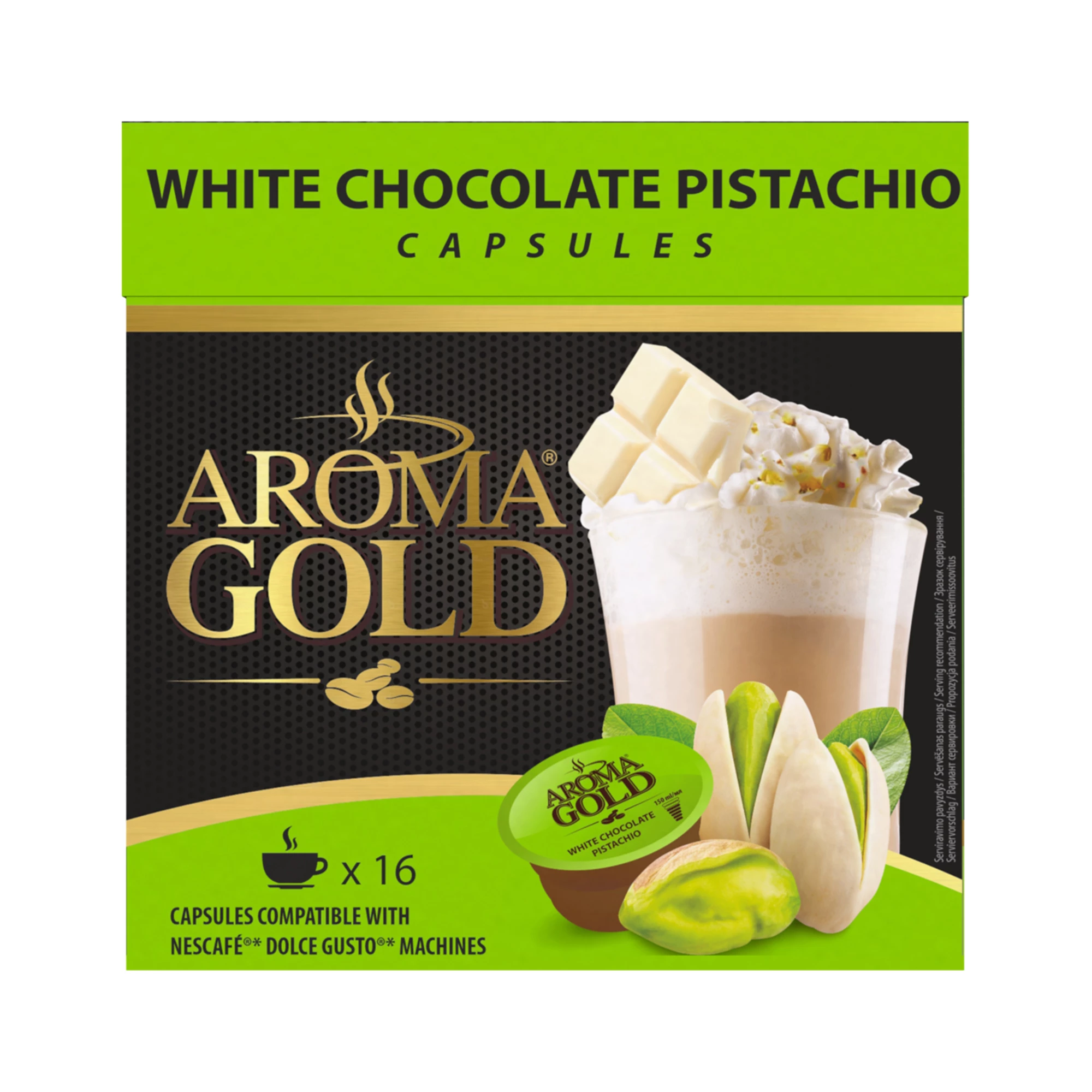 コーヒー ホワイト チョコレート ピスタチオ 互換 ドルチェ グスト X 16 - アロマ ゴールド