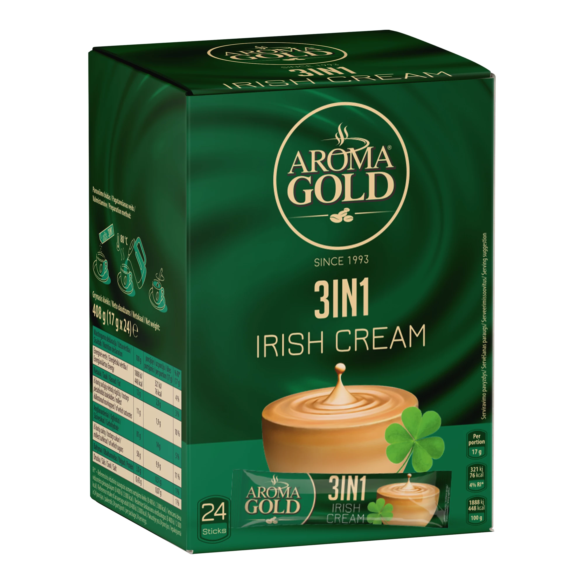 Café Instantané Irish Cream (24 Pièces), 255 G - Aroma Gold