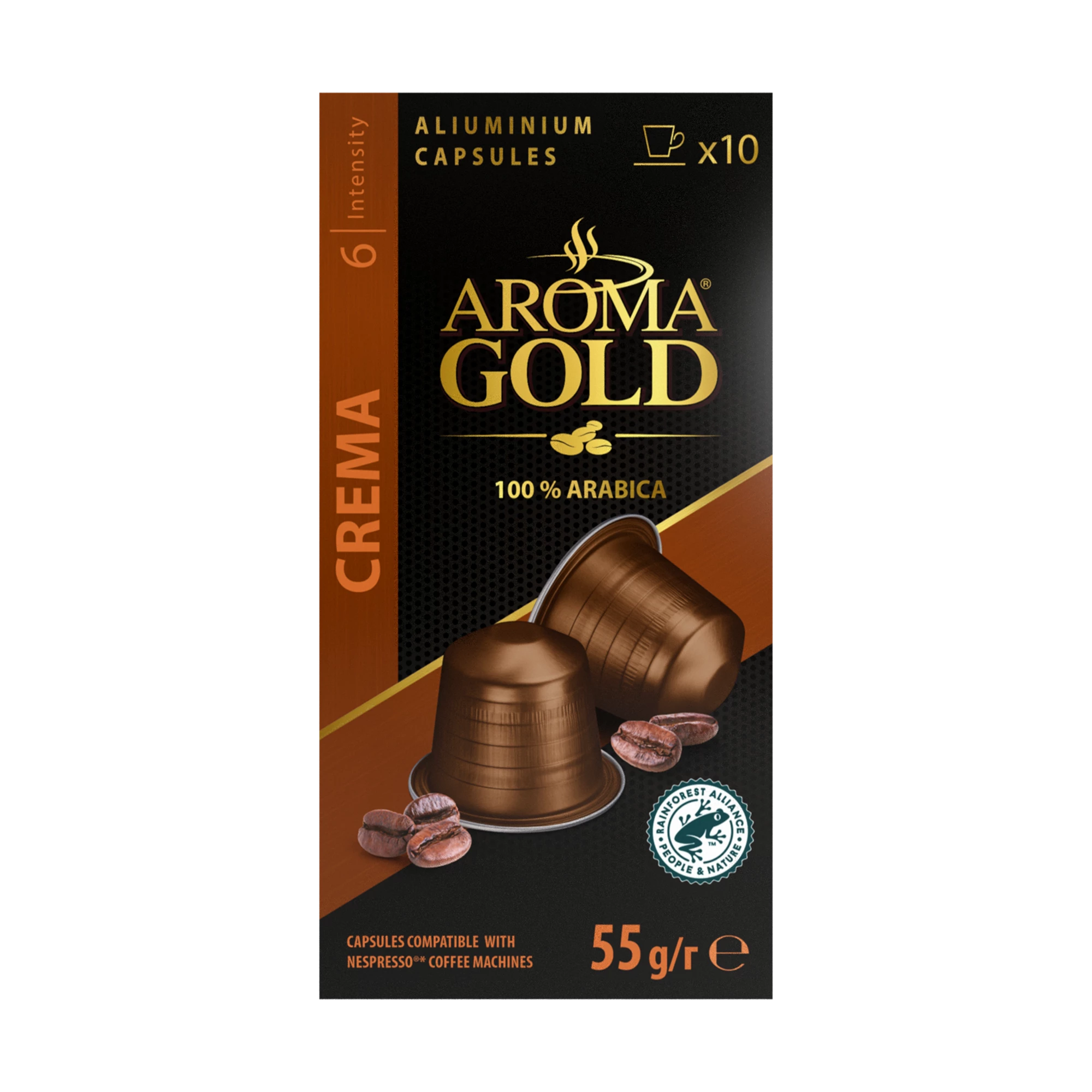 Café Crema Tương thích Nespresso X 10. (cường độ 6) - Aroma Gold
