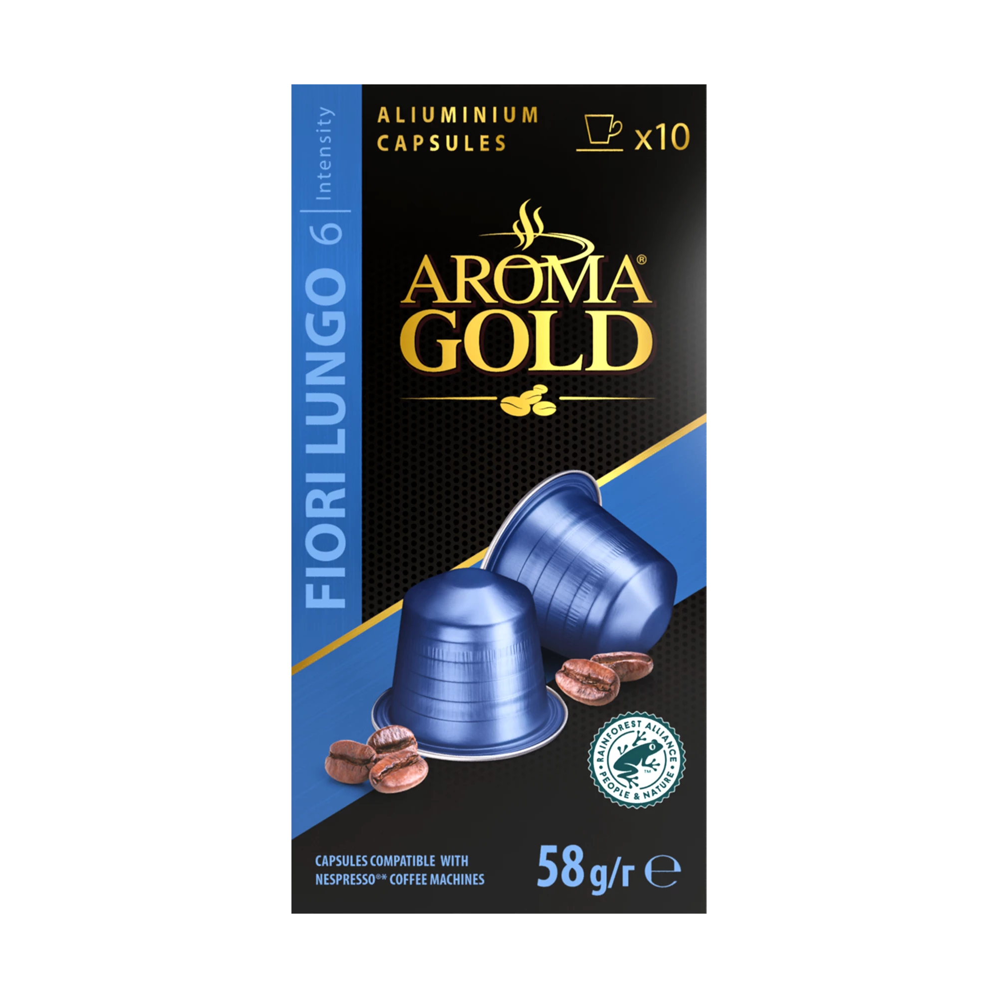 Café  Fiori Lungo  Compatible Nespresso X 10. (intensity 6) - Aroma Gold